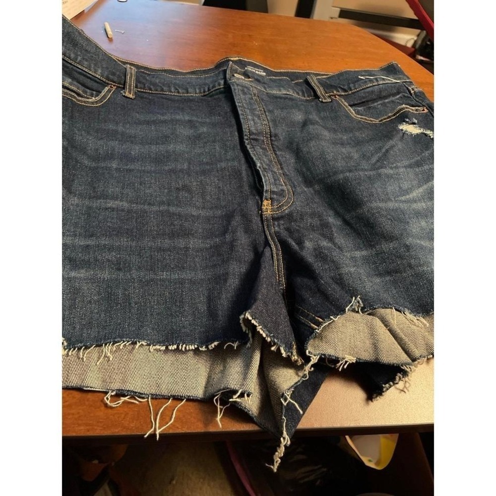 Old Navy Womens Dark Wash High Waisted Denim‎ Cut Off Shorts Frayed Hem Indigo